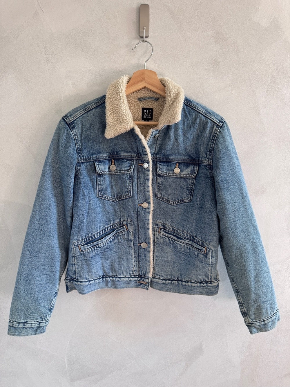 GAP - Women's Light Blue Denim Sherpa Jacket